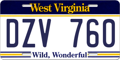 WV license plate DZV760