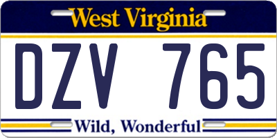 WV license plate DZV765