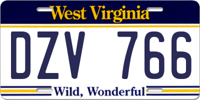 WV license plate DZV766