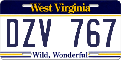 WV license plate DZV767