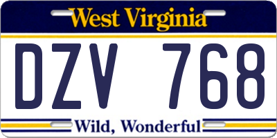 WV license plate DZV768