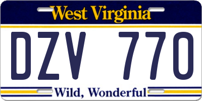 WV license plate DZV770