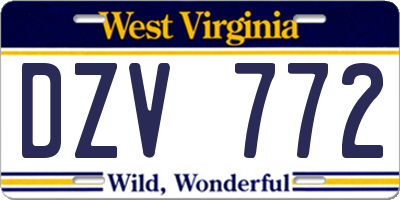 WV license plate DZV772