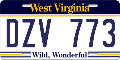 WV license plate DZV773