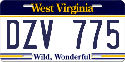 WV license plate DZV775