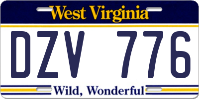 WV license plate DZV776