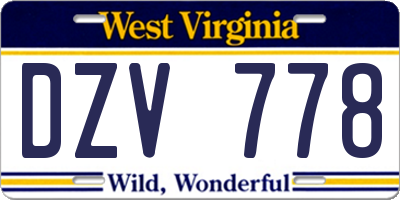 WV license plate DZV778