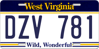 WV license plate DZV781