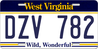 WV license plate DZV782