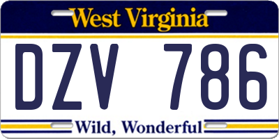 WV license plate DZV786