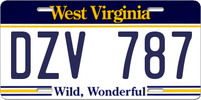 WV license plate DZV787