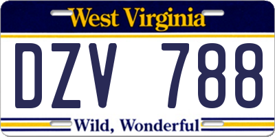 WV license plate DZV788