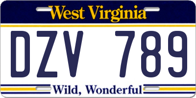 WV license plate DZV789