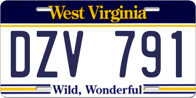 WV license plate DZV791