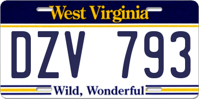 WV license plate DZV793