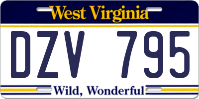 WV license plate DZV795