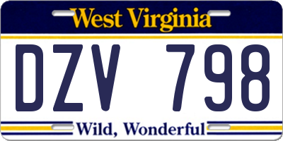 WV license plate DZV798