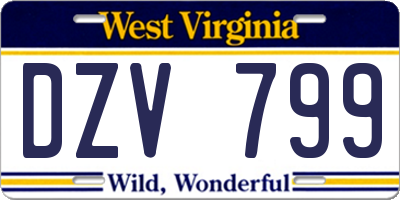 WV license plate DZV799