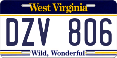 WV license plate DZV806