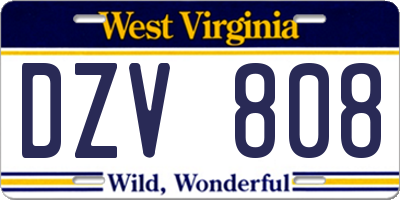 WV license plate DZV808