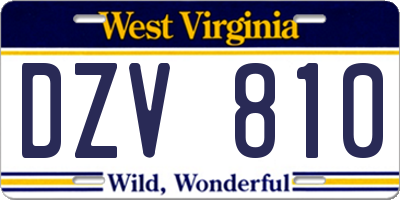 WV license plate DZV810