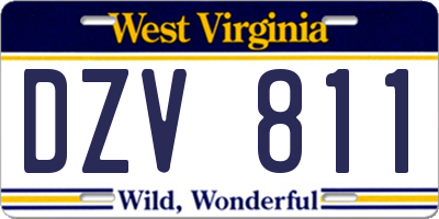 WV license plate DZV811