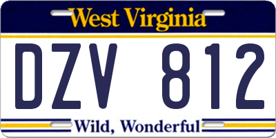 WV license plate DZV812