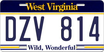 WV license plate DZV814