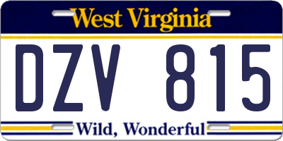 WV license plate DZV815