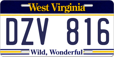 WV license plate DZV816