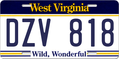 WV license plate DZV818