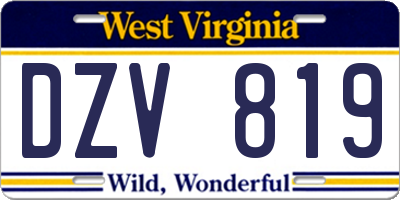 WV license plate DZV819