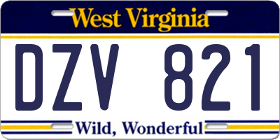 WV license plate DZV821