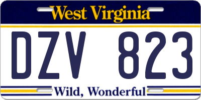 WV license plate DZV823