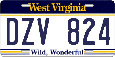 WV license plate DZV824