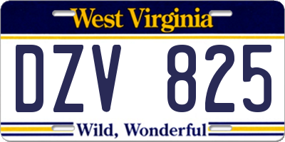 WV license plate DZV825