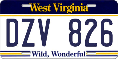 WV license plate DZV826