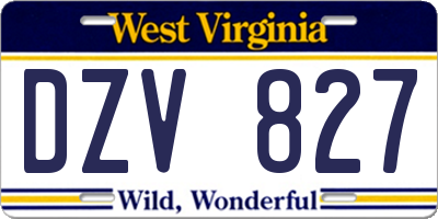 WV license plate DZV827