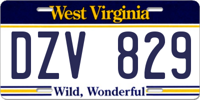 WV license plate DZV829