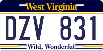 WV license plate DZV831