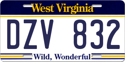 WV license plate DZV832