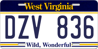 WV license plate DZV836