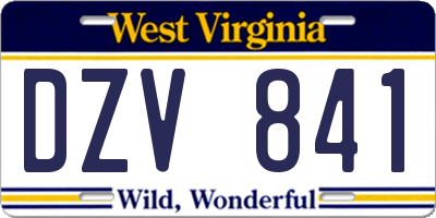 WV license plate DZV841