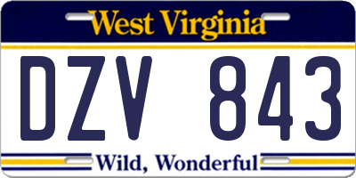 WV license plate DZV843