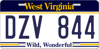 WV license plate DZV844