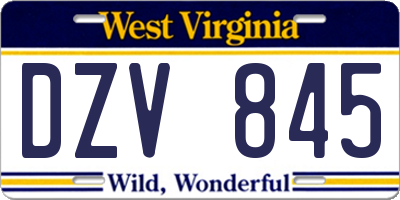 WV license plate DZV845