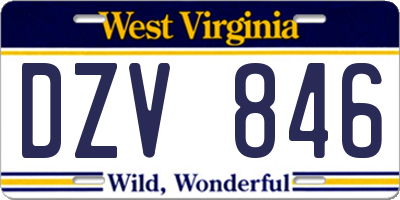 WV license plate DZV846