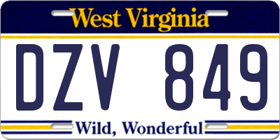 WV license plate DZV849