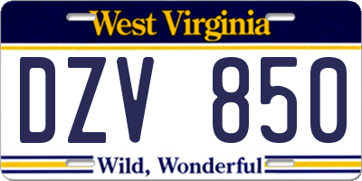 WV license plate DZV850