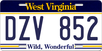 WV license plate DZV852